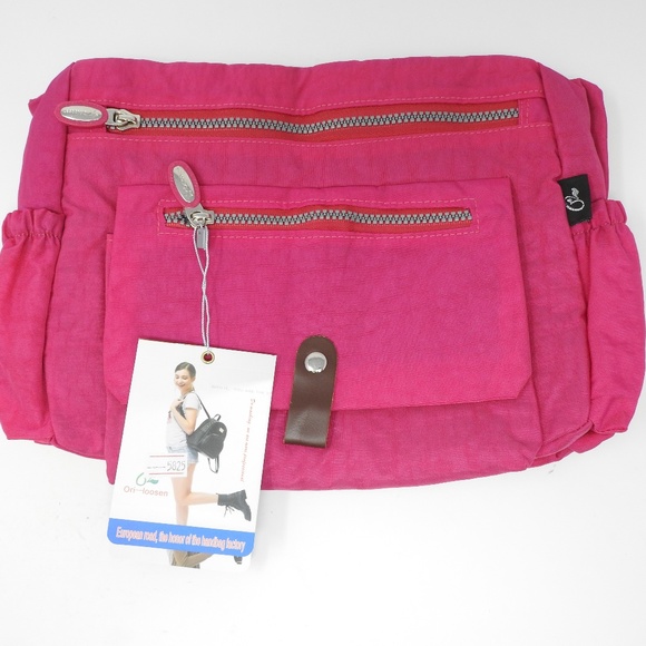 Ori-Loosen Handbags - Ori-Loosen Pink Nylon Bag Zipper Shoulder NWT